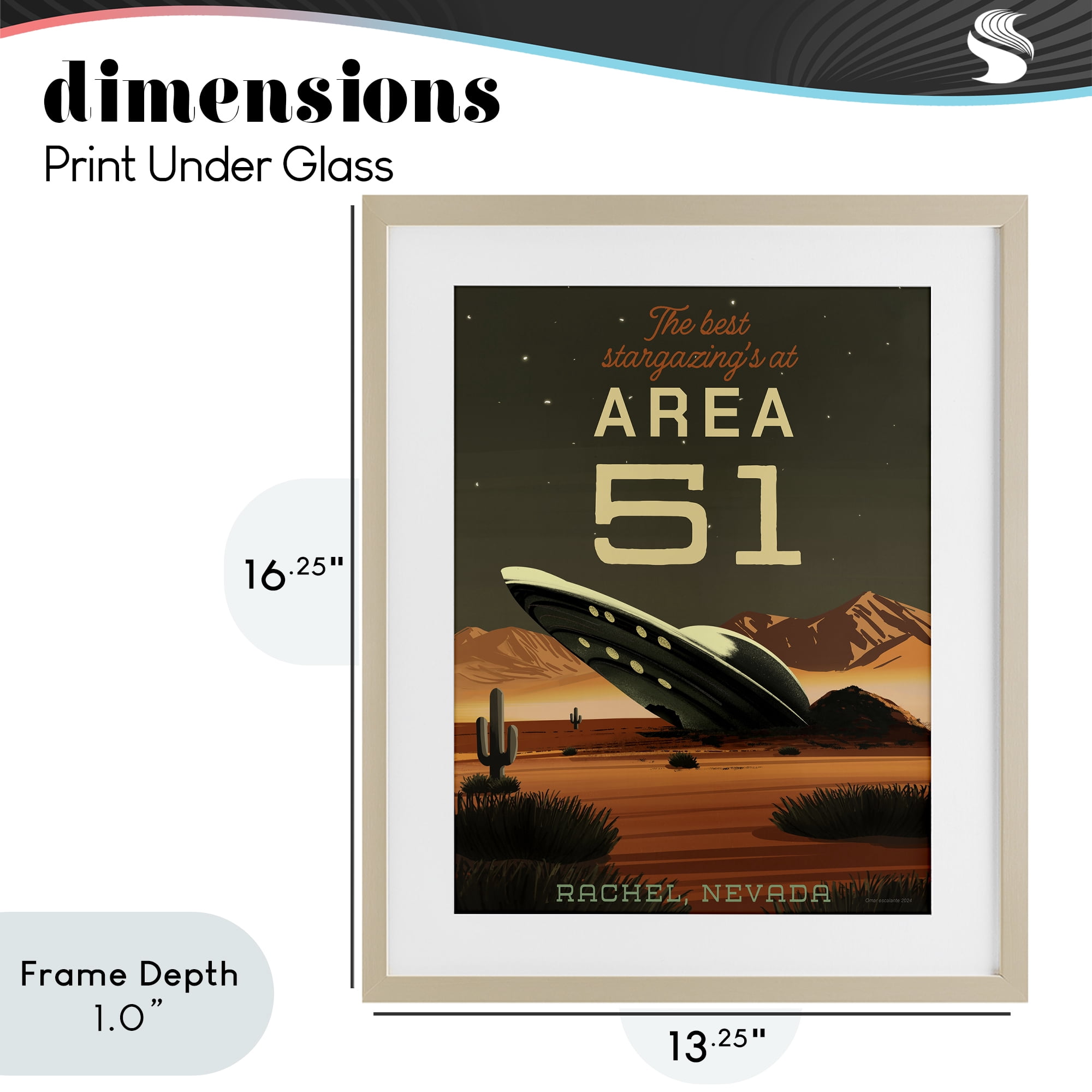 Stupell Industries Stargazing Area 51 Birch Framed Print Under Glass, design by Omar Escalante