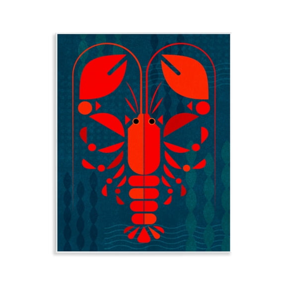 Stupell Industries Coastal Nautical Lobster Shape Wall Plaque Art, 11 x 14, by June Erica Vess