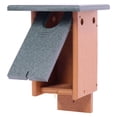 thumbnail image 3 of Amish-Made Post-Mount Bluebird House, Eco-Friendly Poly Lumber Turf Green/Cedar, 3 of 3