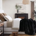 thumbnail image 7 of Luxury Plush Faux Fur Throw Blanket, Long Pile Brown with Black Tipped Blanket, Super Warm, Fuzzy, Elegant, Fluffy Decoration Blanket Scarf for Sofa, Armchair, Couch and Bed, 50''x 60'', 7 of 7