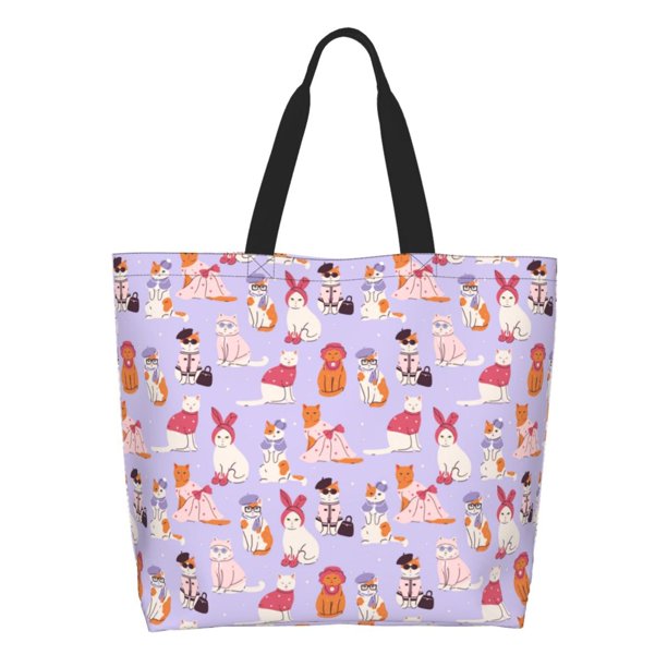Disketp Fashionable Cats Bolsa Tote Estampada para Mujer, Bolso de Hombro y de Mano para Compras y Viajes