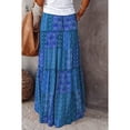thumbnail image 7 of Kixjoy Maxi Skirts for Women Holiday High Waisted Maxi Skirts Floral Fashion A-Line Tiered Skirts Elastic Drawstring Flowy Lounge Tiered Maxi Skirts, Dark Blue XXL, 7 of 7