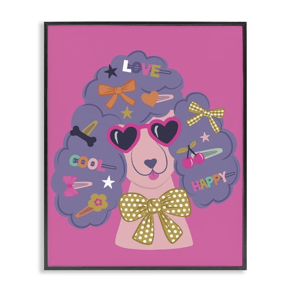 Stupell Industries Poodle with Hair Baubles Animals Painting Black Framed Art Print Wall Art, 11 x 14