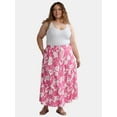 thumbnail image 2 of Time and Tru Women’s and Women's Plus Tiered Midi Skirt with Elastic Waistband, Sizes XS-4X, 2 of 5