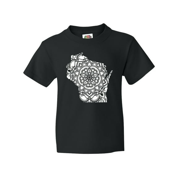 Inktastic Wisconsin Silhouette Mandala Youth T-Shirt