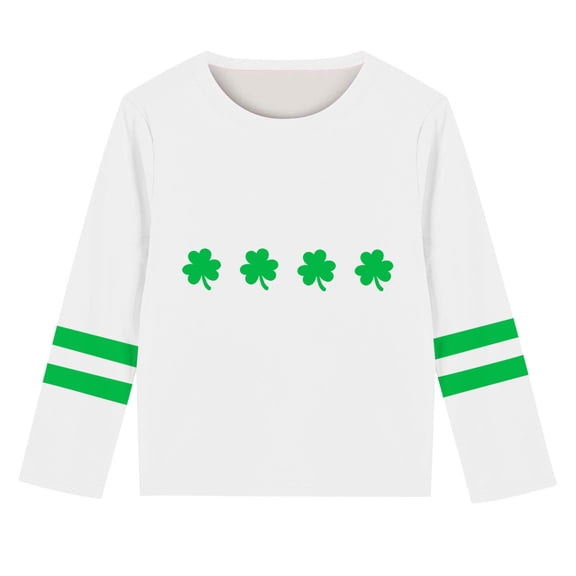 Kaemgyyd Toddler St. Patrick's Day Shirt Baby Boy Girl Cute Print Long Sleeve Tee Spring Crew Neck Green Casual Tops 3-14 Years