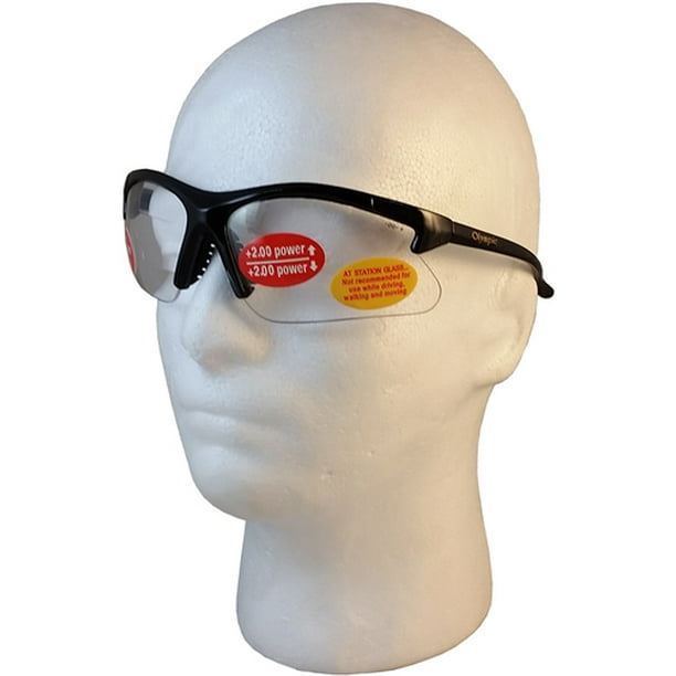 Olympic Optical DUAL READER Safety Glasses with 2.0 Clear Lens and Lens