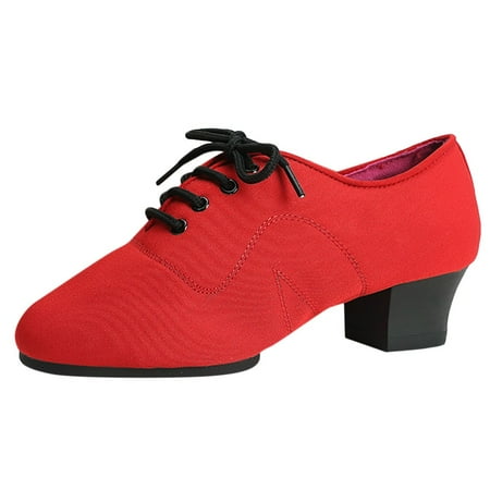 

Latin Dance Shoes Women Ballroom Salsa Tango Party Oxford Heeled Dancing Shoes