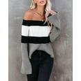 thumbnail image 2 of Off Shoulder Ribbed Knit Sweater Gray Medium, 2 of 6