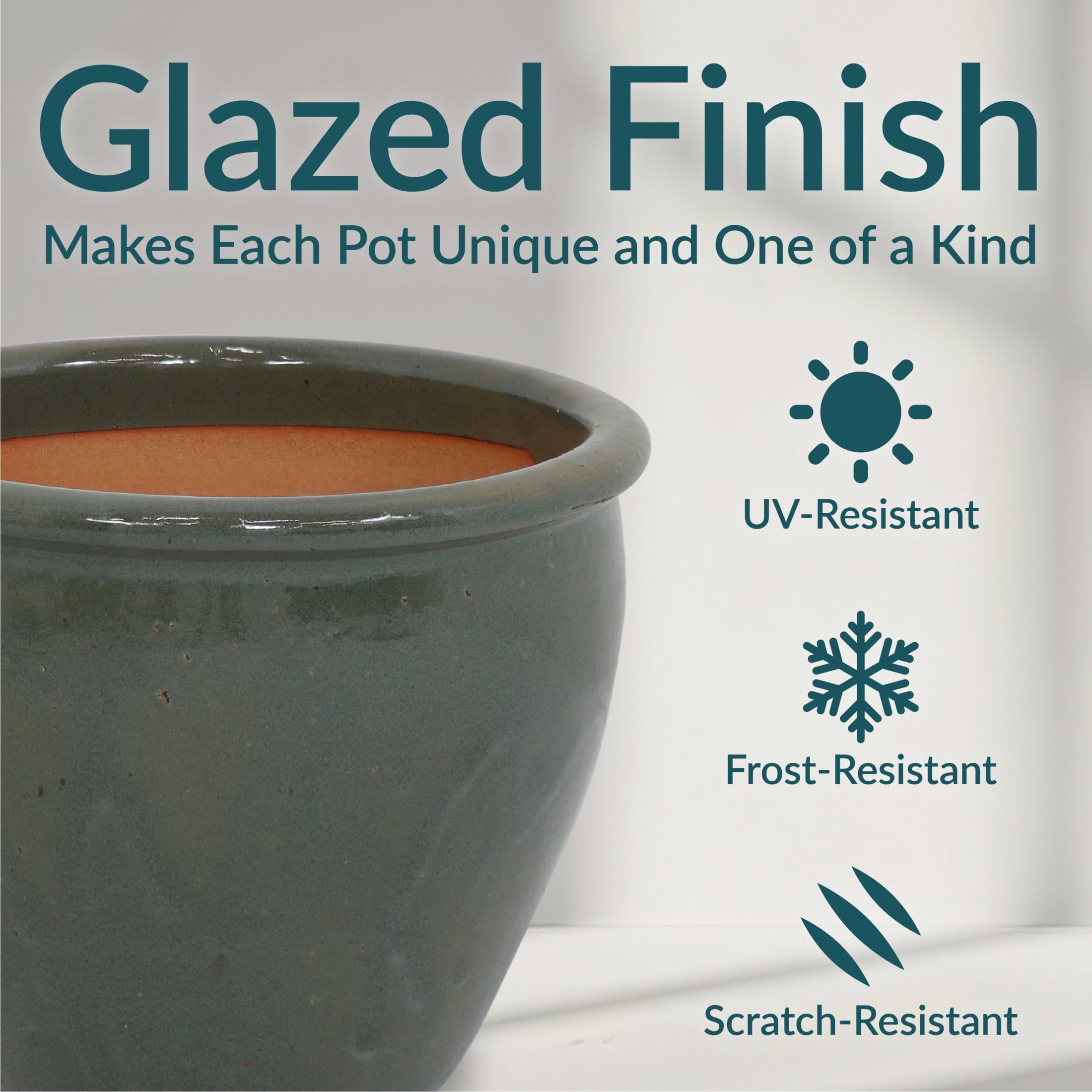 Sunnydaze Chalet 11.75" x 11.75" x 9.5" Round Gray Ceramic Outdoor Planter 2-Count
