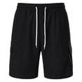thumbnail image 7 of Men's 7" Corduroy Cargo Shorts Casual Lightweight Shorts with 5 Pockets, Drawstring Waist Relaxed Fit for Summer Beach Black M, 7 of 7