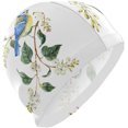 thumbnail image 1 of Wekity Swimming Cap Snowberry and Bird Chickadee Berries Unisex Adult Wekity Polyester, 1 of 4