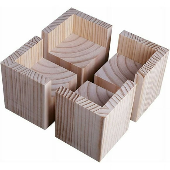 Wood Cube Furniture Lifters For Beds, Couches And Tables, Solid Wood Material Heavy Duty Furniture Risers, Adds Extra Height And Storage Space, Protect Furniture And Floor, 4pcs