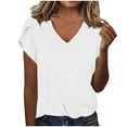 thumbnail image 3 of Htigea Womens V Neck T Shirts Short Sleeve Summer Tops Casual Basic Tee Shirt 2025 Trendy Fashion Clothes White,2XL, 3 of 7