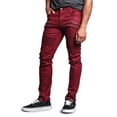 thumbnail image 5 of Victorious Men's Coated Slim Fit Moto Pants Biker Jeans - Burgundy - 28/30, 5 of 6