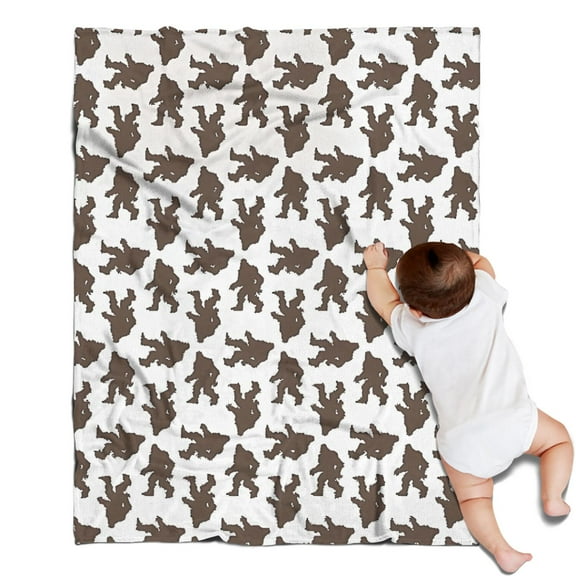 Brown Bigfoot Pattern Blanket,Comfortable Soft Flannel Throw Blanket,All Season,Warm Lightweight Blankets for Sofa Bed Couch Living Room Chair,30"x40"