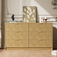 thumbnail image 3 of FURNIWAY Natural 6 Drawer Dresser for Bedroom, 55 Inch Wide Modern Chest of Drawers with Fluted Wood Front and Gold Metal Handles for Living Room Hallway, 3 of 7
