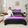 thumbnail image 4 of jejeloiu Geometric Stripes Full Size Comforter Sets,Modern Abstract Bedding Comforter Set,Purple Black Lines Bedding Sets For Girls,Microfiber Bedroom Decor Reversible,3pcs, 4 of 8
