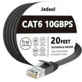 thumbnail image 1 of UTAH-Cat 6 Ethernet Cable 20 ft, Outdoor&Indoor 10Gbps Support Cat8 Cat7 Network, Flat Internet RJ45 LAN Patch Cords, Solid High Speed Computer Wire with Clips for Router, Modem, PS4/5, Xbox, Gaming,, 1 of 4