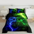 thumbnail image 2 of Homewish Video Game Bedding Comforter Set 2pcs for Female Men Adults,Blue Green Twin Comforter Sets Microfiber,Abstract Lightning Gamepads Breathable Bedding Set,Microfiber Bedroom Decor,Reversible, 2 of 8