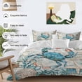 thumbnail image 4 of Teal Crab Coastal Bedding 3 Piece Duvet Cover Set Full Size, Summer Beach Nautical Starfish Retro Soft Microfiber Comforter Cover with Zipper Closure & Pillowcases, FadeResistant Quilt Cover, 4 of 9