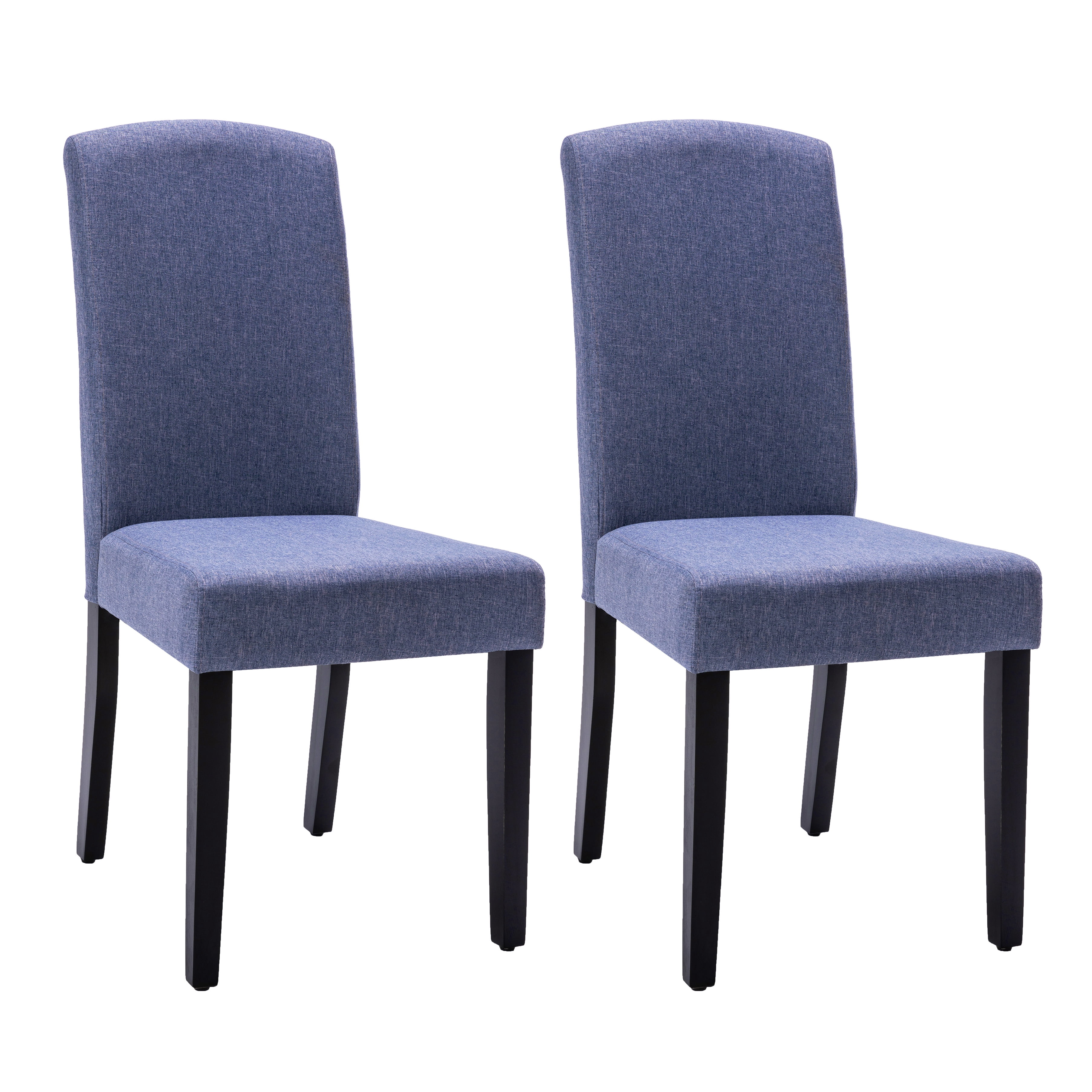 Modern 2 PC Polyester Dining Chair Set with Diamond Tufted Back and Wooden Legs, Navy - AC Pacific