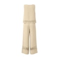 thumbnail image 6 of Mutghys Two-Piece Travel Sets for Women Crew Neck Sleeveless Tops with Lace Trim Wide Leg Pants Set Beach Vacation Holiday Travel Sets, 6 of 8