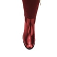 thumbnail image 4 of YDN Women Classic Round Toe Knee High Riding Boots with Chunky Low Heel Stylish Side Zipper Patchwork Long Boots Winter Pull On Dress Shoes Size 7 Red, 4 of 4