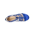 thumbnail image 4 of BLISSFUL STEP Women's Shoes Strappy Roman Block Heel Sandals Deep Blue 9, 4 of 7