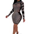 thumbnail image 1 of Women's Sexy Turtleneck Rhinestone Bodycon Dress Long Sleeve Night Club Dress Party Clubwear Birthday Dress for Women, 1 of 5