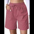 thumbnail image 1 of Pantalones Cortos Casuales Omen con Cordón Ajustable, Cintura Elástica y Cómodos, de Verano, con Bolsillos, Color Rojo Sandía, Talla M, 1 of 7