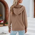 thumbnail image 5 of UJNDER Women's V Neck Knit Hoodie Long Sleeve Pullover Lined Casual Comfortable Everyday Khaki XL, 5 of 6