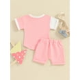 thumbnail image 5 of Musuos Toddler Boy Girl Summer Clothes 3 6 12 18 24M 3Y Contrast Color Short Sleeve T-Shirt with Solid Color Shorts Casual 2Pcs Outfit, 5 of 10