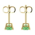 thumbnail image 4 of 14K Solid Gold Push Back Stud Earrings for Women | 1.5 cttw Round Cut Simulated Green Diamond | Yellow Gold, 4 of 5