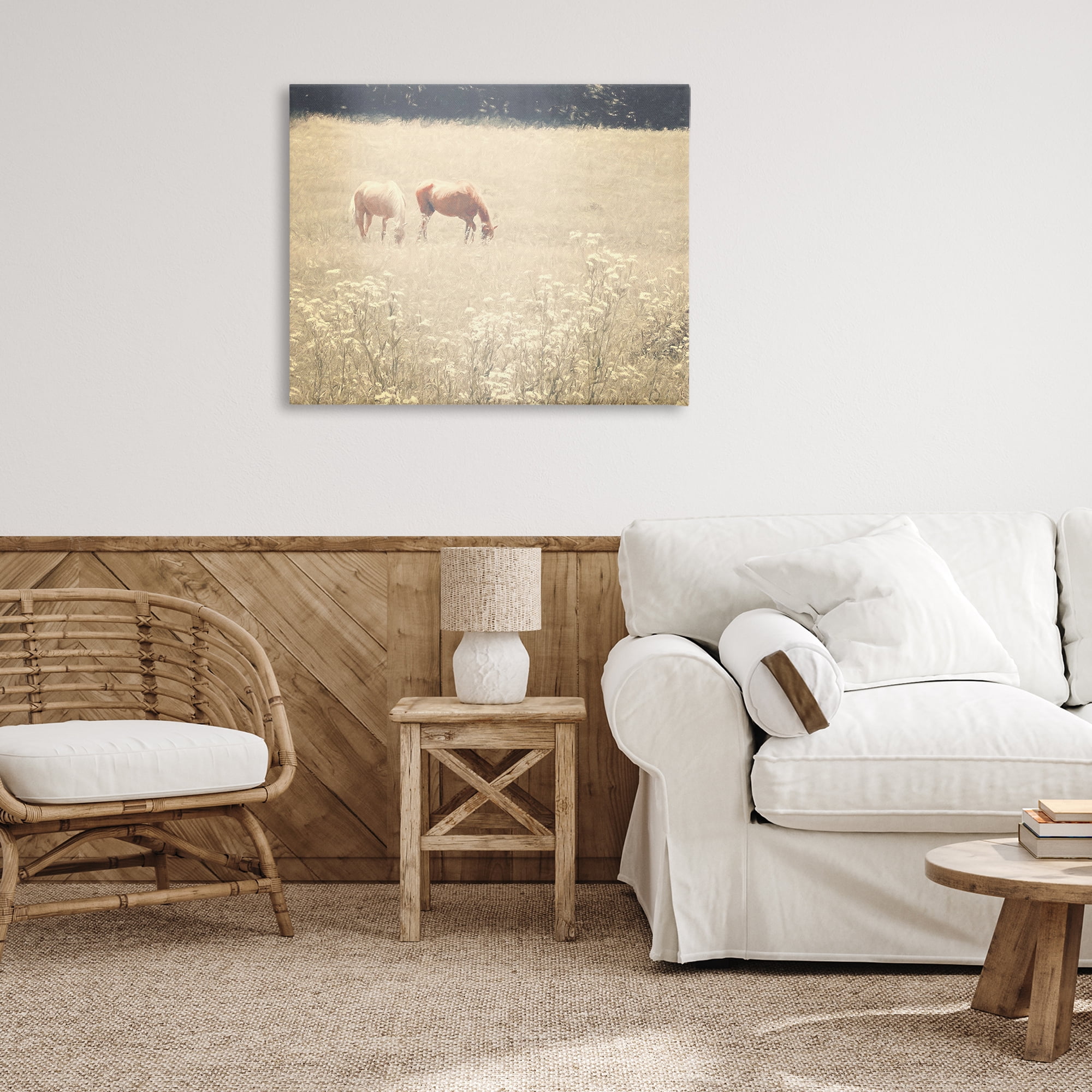 Stupell Industries Pair of Horses Grazing Landscape & Nature Photography Wrapped Canvas Art Print Wall Art, 40 x 30