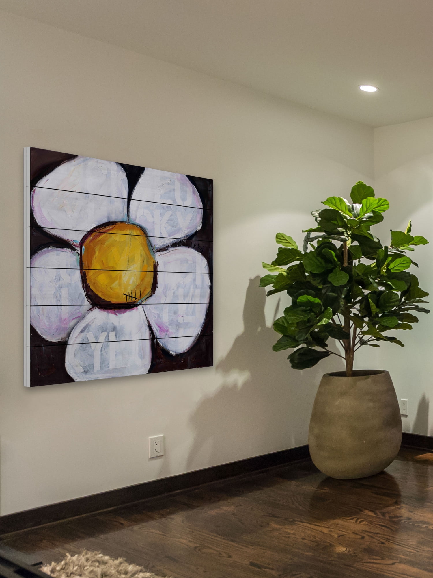 Marmont Hill "Lucky Daisy" by Tori Campisi Painting Print on White Wood