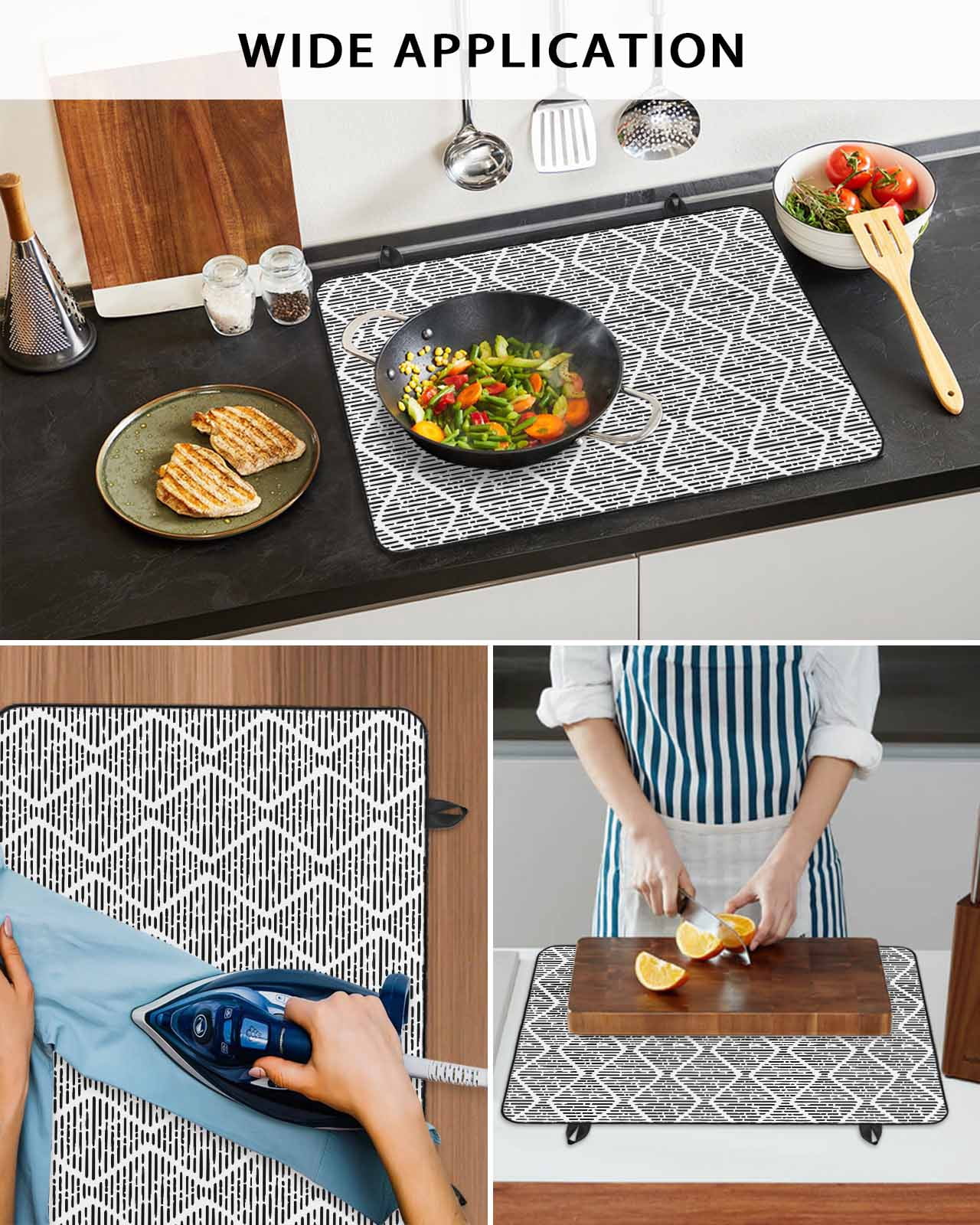 Large Induction Cooktop Protector Mat Black White Stove Top Covers for Electric Stove, Modern Abstract Art Farmhouse Decorative Stove Burner Cover Mats, Glass Top Stove Cover