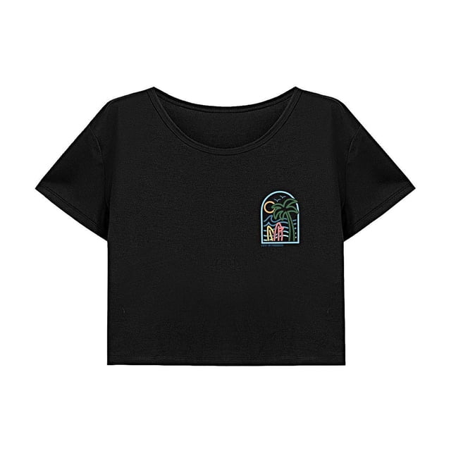 Camiseta corta informal Salvador de verano con Cuello Redondo para mujer S