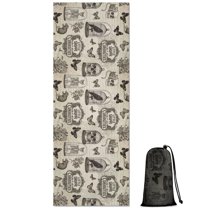 Beige Curiosity Shoppe Pattern Hot Yoga Mat Towel Non Slip for Hot Yoga - Quick-Drying Yoga Mat Cover with 4 Corner Pockets with Travel Bag - Hot Yoga Towel Non Slip 74"x26"