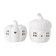 thumbnail image 2 of QLUEWX 2PCS White Resin Pumpkin & Acorn House LED Night Light, Hollow Carved Mini Cottage Lamp, Warm Glow Tabletop Ornament for Fall Harvest Halloween Bedroom Mantel Window Farmhouse Home Decor, 2 of 9