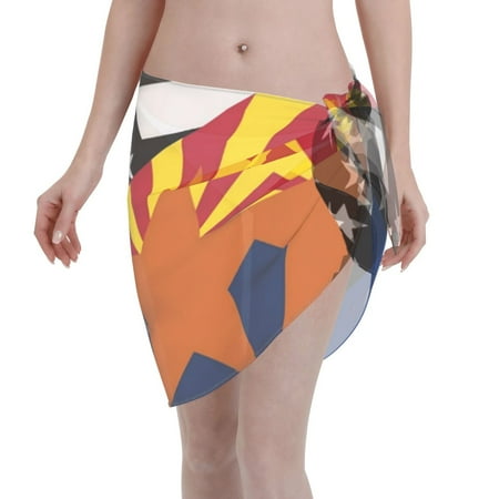 Swimsuit Coverups For Women Arizona Thin Blue Line Flag Sarong Beach Bikini Wrap Sheer Short Skirt Chiffon Scarf For Swimwear