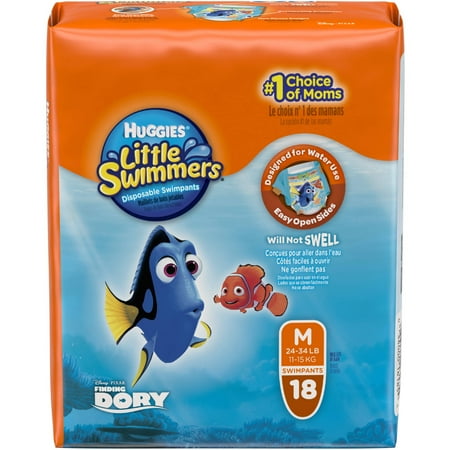 Huggies Little Swimmers Disposable Diaper Swim Pants, Size Medium, 18 Count