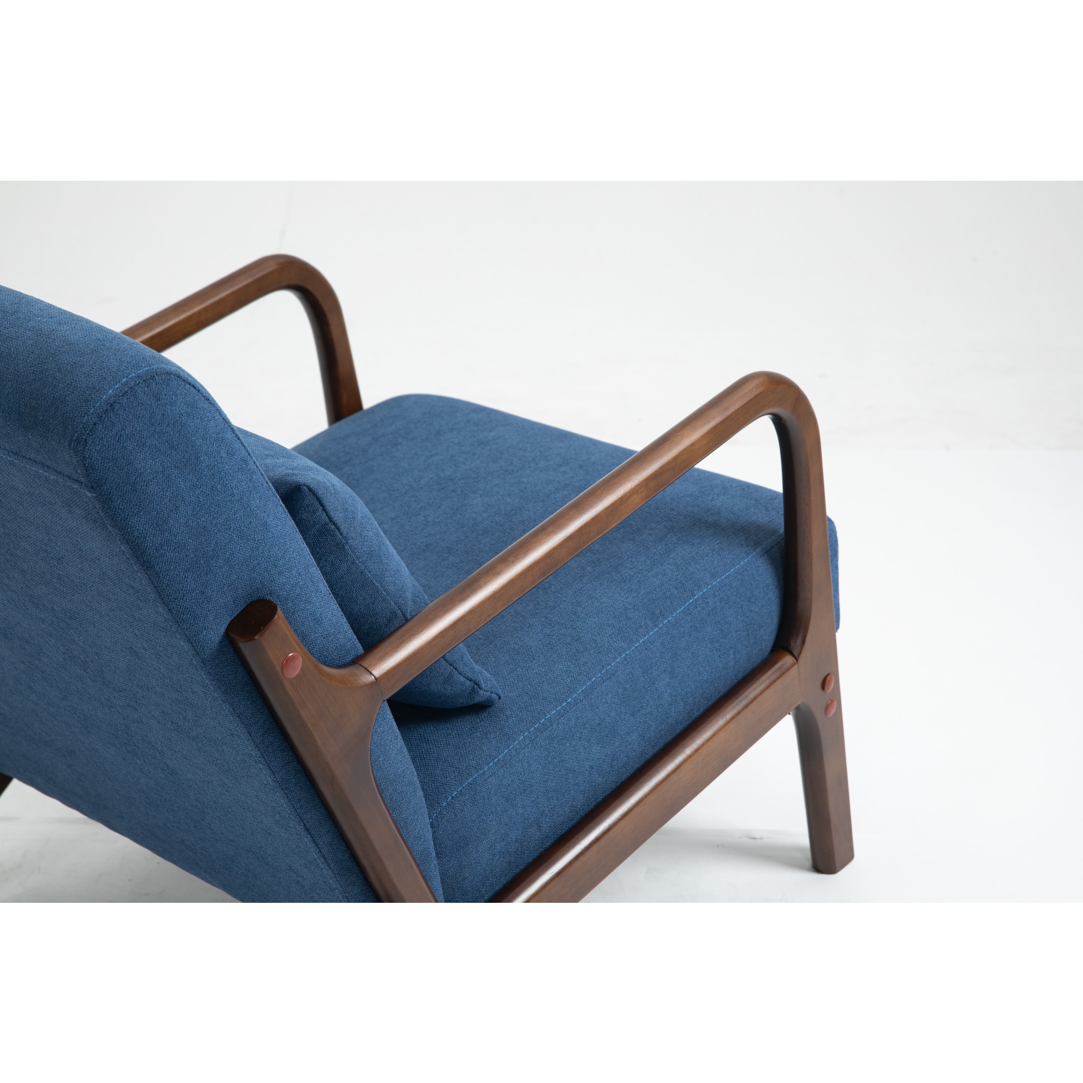 GDF Studio Ciara Mid-Century Modern Solid Wood Accent Chair, Reading Armchair for Living Room, Bedroom, Blue
