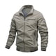 thumbnail image 2 of Chaqueta de moto de bolsillo a prueba de viento cálida informal con cremallera y cuello alto de color sólido para hombre Pompotops  oipoqjl11497, 2 of 7