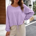 thumbnail image 6 of GUACER Long Sleeve Drawstring Tops for Women Casual Crew Neck Relaxed Fit Pullover Blouse with Cuffed Sleeves, 6 of 6