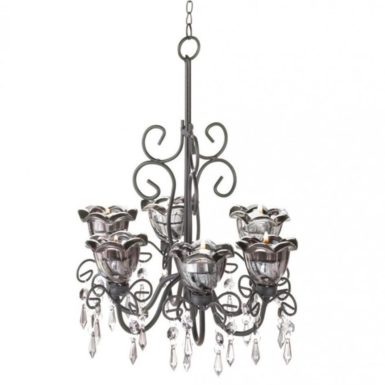 Home Decorative Indoor Smoked Glass Six-Candle Chandelier
