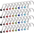 thumbnail image 1 of 210 Pcs Nose HOOK Screw Stud Bar Ring Piercing Nostril Silver Steel 20g Ball 2mm CRYSTAL, 1 of 6