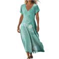 thumbnail image 3 of ClodeEU Women's Summer Short SleeveV Neck Flowy Maxi Dresses ,Casual Elegant Long Dresses Multicolor02,Womens Plus M, 3 of 6