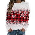 thumbnail image 2 of Qiopertar Mode Femmes T-Shirt à Manches Longues Col Rond Imprimé Chandail en Molleton Blouse Hauts Liquidation Livraison Gratuite à Moins de 5$ jusqu'à 90 % de Réduction, 2 of 5