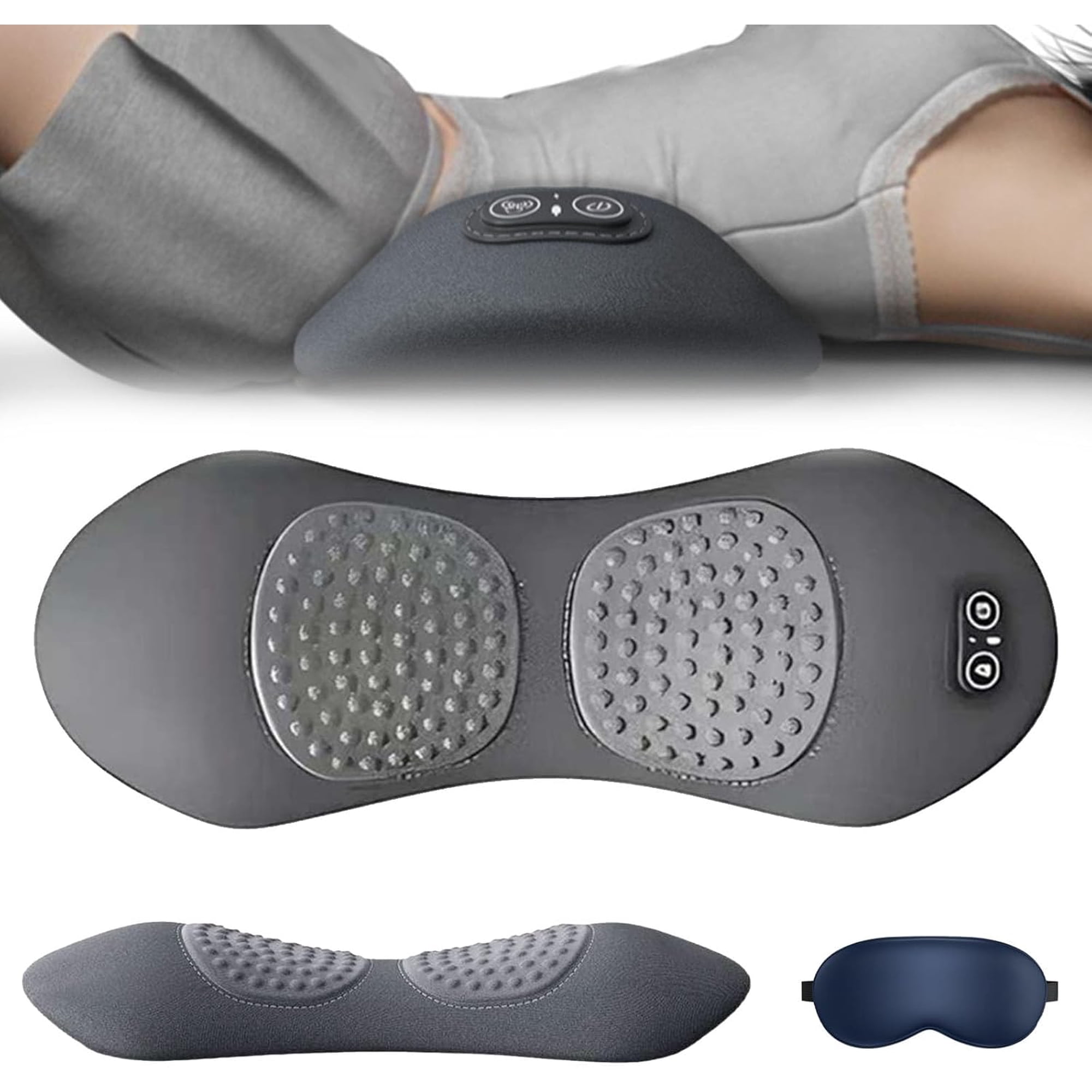 2025 Smooth Spine Triple Fusion Back Massager, 3 in 1 Portable Back Stretcher with Adjustable Traction Vibration Heat for Neck Shoulder Lower Back Support at Home Office Travel (Grey)